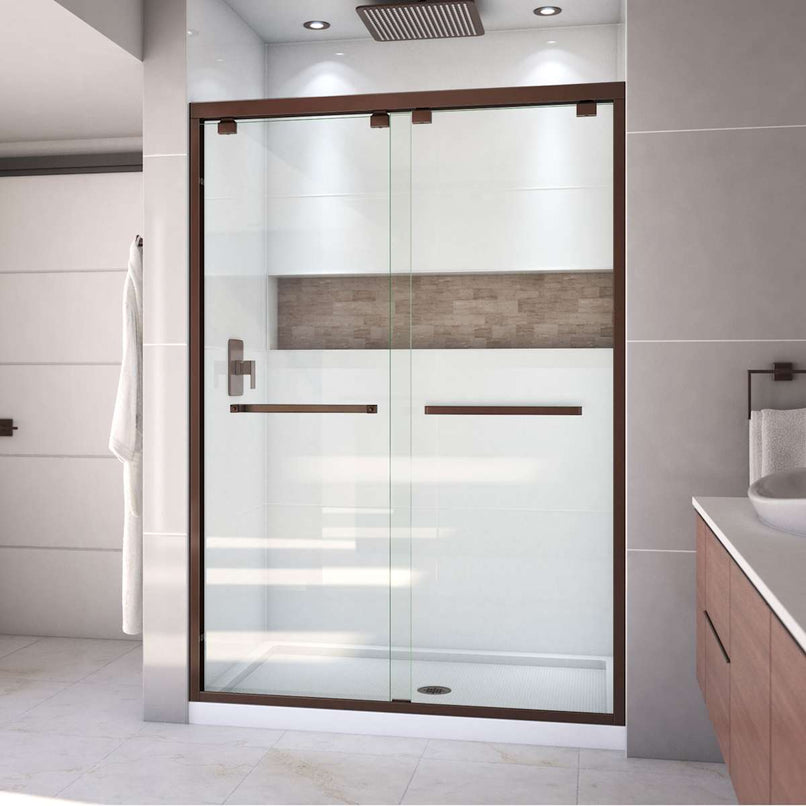 Encore 32" D x 54" W x 78 3/4" H Semi-Frameless Bypass Sliding Shower Door and SlimLine Shower Base Kit - image 6