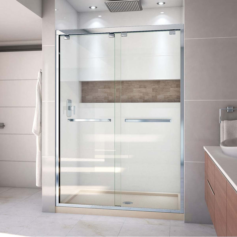 Encore 32" D x 54" W x 78 3/4" H Semi-Frameless Bypass Sliding Shower Door and SlimLine Shower Base Kit - image 10