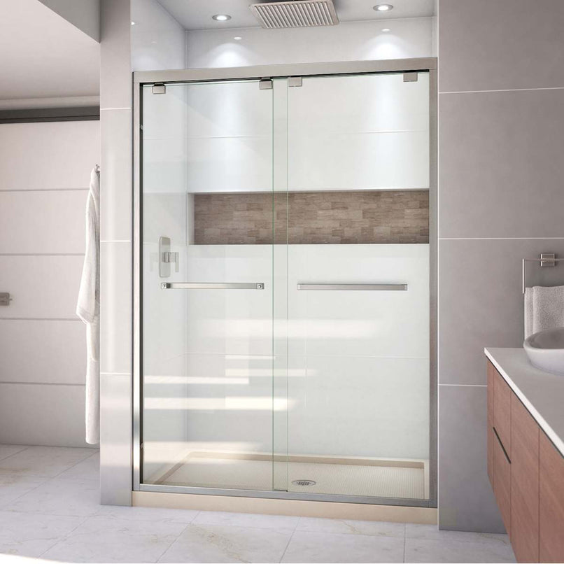 Encore 32" D x 54" W x 78 3/4" H Semi-Frameless Bypass Sliding Shower Door and SlimLine Shower Base Kit - image 12