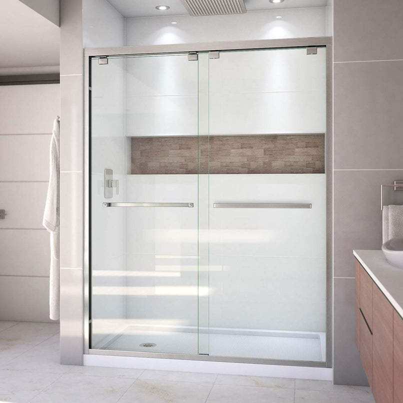Encore 30" D x 60" W x 78 3/4" H Semi-Frameless Bypass Sliding Shower Door and SlimLine Shower Base Kit - image 4