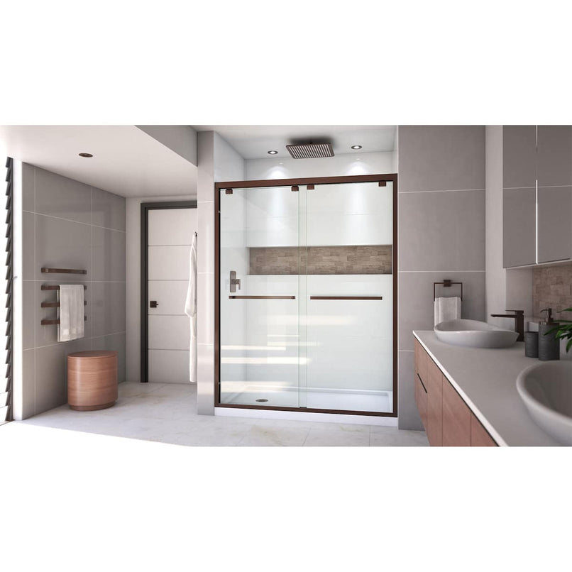 Encore 30" D x 60" W x 78 3/4" H Semi-Frameless Bypass Sliding Shower Door and SlimLine Shower Base Kit - image 7