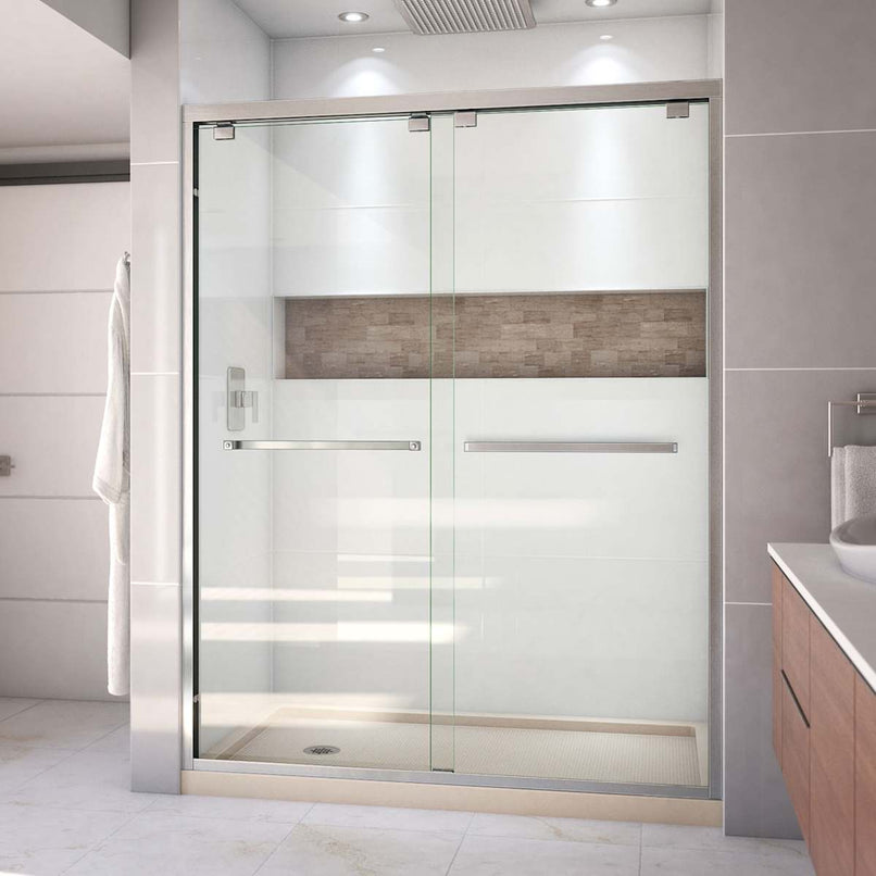 Encore 30" D x 60" W x 78 3/4" H Semi-Frameless Bypass Sliding Shower Door and SlimLine Shower Base Kit - image 12