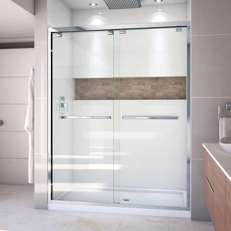 Encore 32" D x 60" W x 78 3/4" H Semi-Frameless Bypass Sliding Shower Door and SlimLine Shower Base Kit - image 2