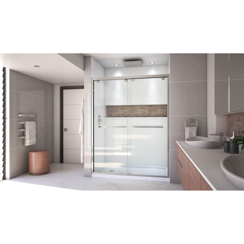Encore 32" D x 60" W x 78 3/4" H Semi-Frameless Bypass Sliding Shower Door and SlimLine Shower Base Kit - image 5