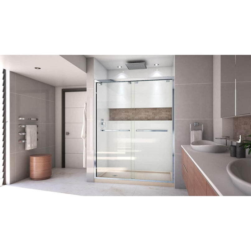 Encore 32" D x 60" W x 78 3/4" H Semi-Frameless Bypass Sliding Shower Door and SlimLine Shower Base Kit - image 11
