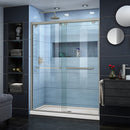 Encore 34" D x 60" W x 78 3/4" H Semi-Frameless Bypass Sliding Shower Door and SlimLine Shower Base Kit - image 1