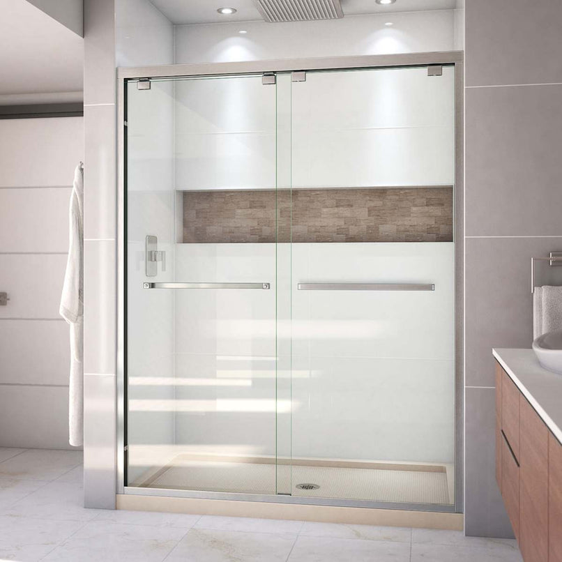 Encore 34" D x 60" W x 78 3/4" H Semi-Frameless Bypass Sliding Shower Door and SlimLine Shower Base Kit - image 12