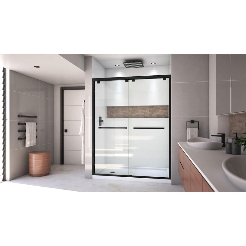 Encore 34" D x 60" W x 78 3/4" H Semi-Frameless Bypass Sliding Shower Door and SlimLine Shower Base Kit - image 9