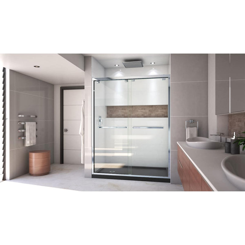 Encore 34" D x 60" W x 78 3/4" H Semi-Frameless Bypass Sliding Shower Door and SlimLine Shower Base Kit - image 17