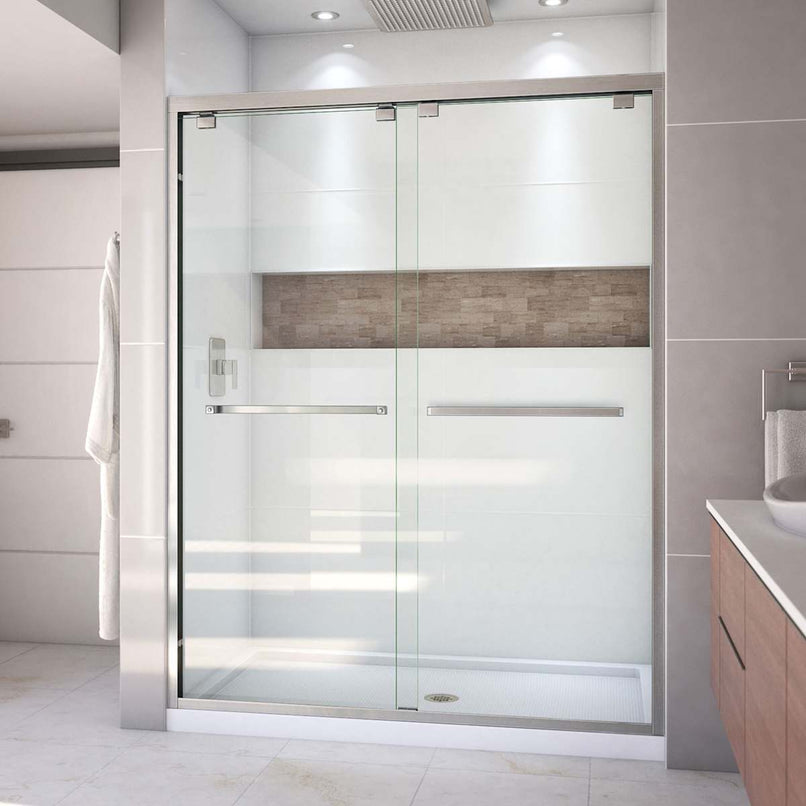 Encore 36" D x 60" W x 78 3/4" H Semi-Frameless Bypass Sliding Shower Door and SlimLine Shower Base Kit - image 4