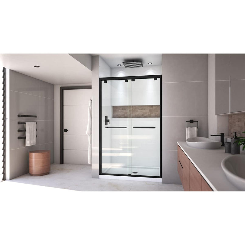 Encore 32" D x 48" W x 78 3/4" H Semi-Frameless Bypass Sliding Shower Door and SlimLine Shower Base Kit - image 9