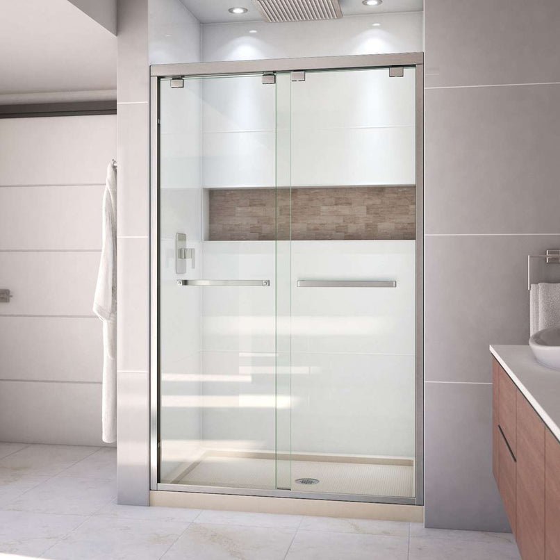 Encore 32" D x 48" W x 78 3/4" H Semi-Frameless Bypass Sliding Shower Door and SlimLine Shower Base Kit - image 12