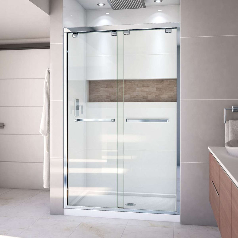 Encore 34" D x 48" W x 78 3/4" H Semi-Frameless Bypass Sliding Shower Door and SlimLine Shower Base Kit - image 2