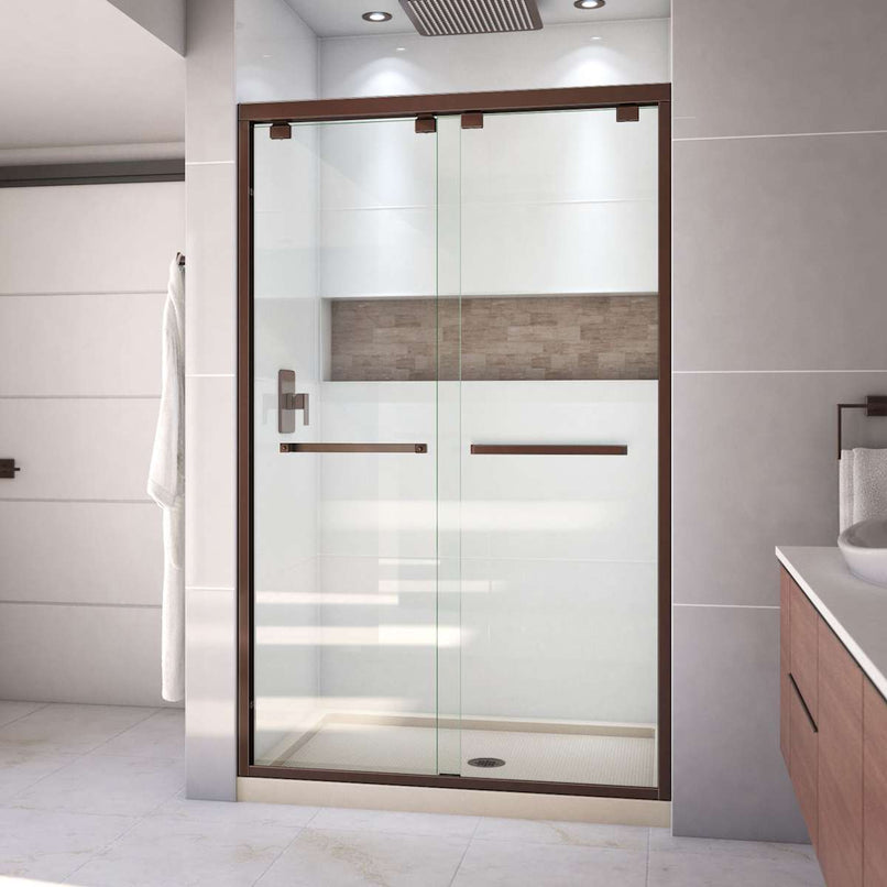 Encore 34" D x 48" W x 78 3/4" H Semi-Frameless Bypass Sliding Shower Door and SlimLine Shower Base Kit - image 14