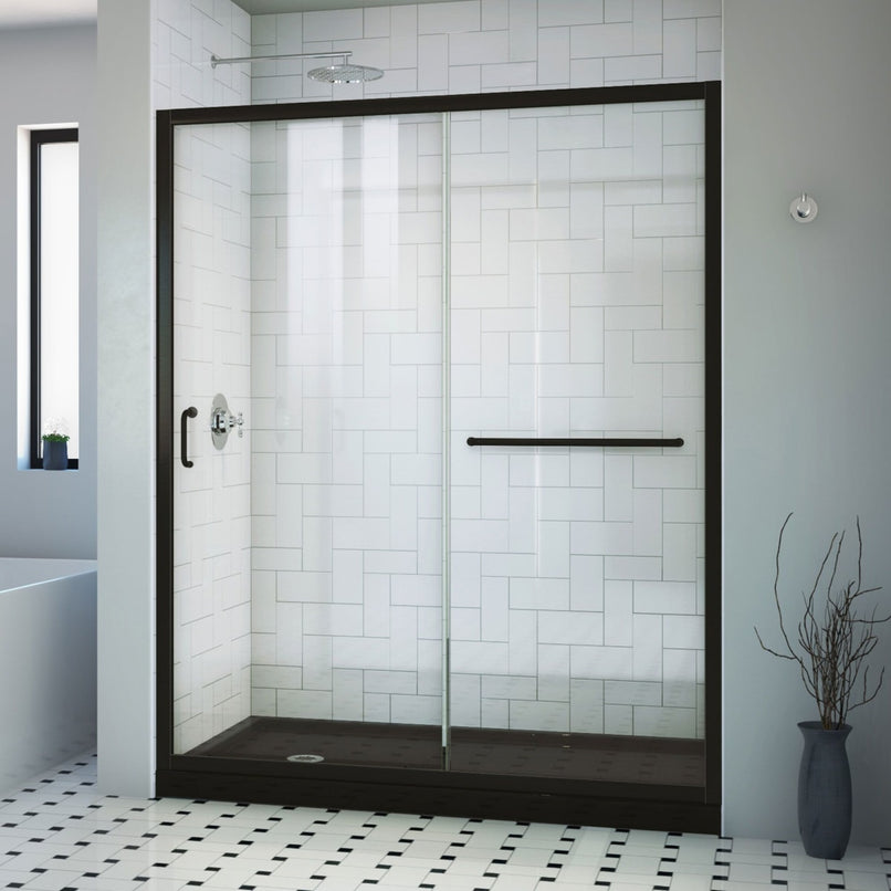 Infinity-Z 74-3/4" High x 60" Wide x 30" Deep Alcove Shower Module with Clear Sliding Shower Door, and Left Drain Base - image 1