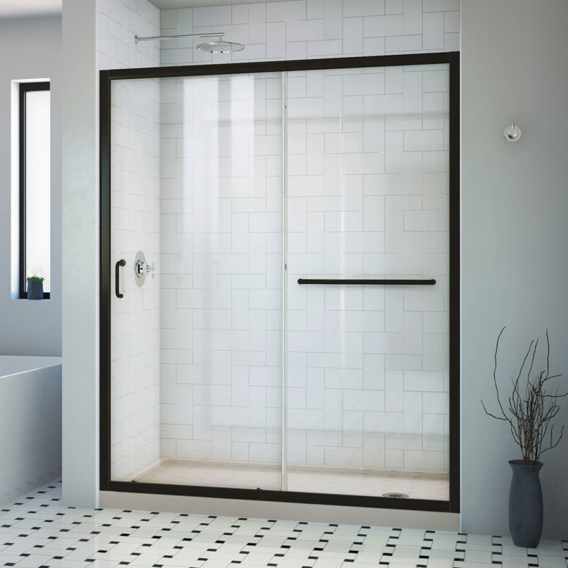 Infinity-Z 74-3/4" High x 60" Wide x 30" Deep Alcove Shower Module with Clear Sliding Shower Door, and Right Drain Base - image 1
