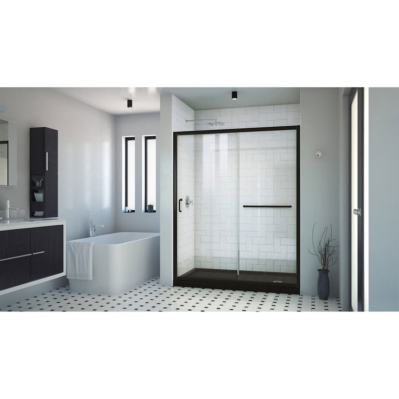 Infinity-Z 74-3/4" High x 60" Wide x 30" Deep Alcove Shower Module with Clear Sliding Shower Door, and Right Drain Base - image 2