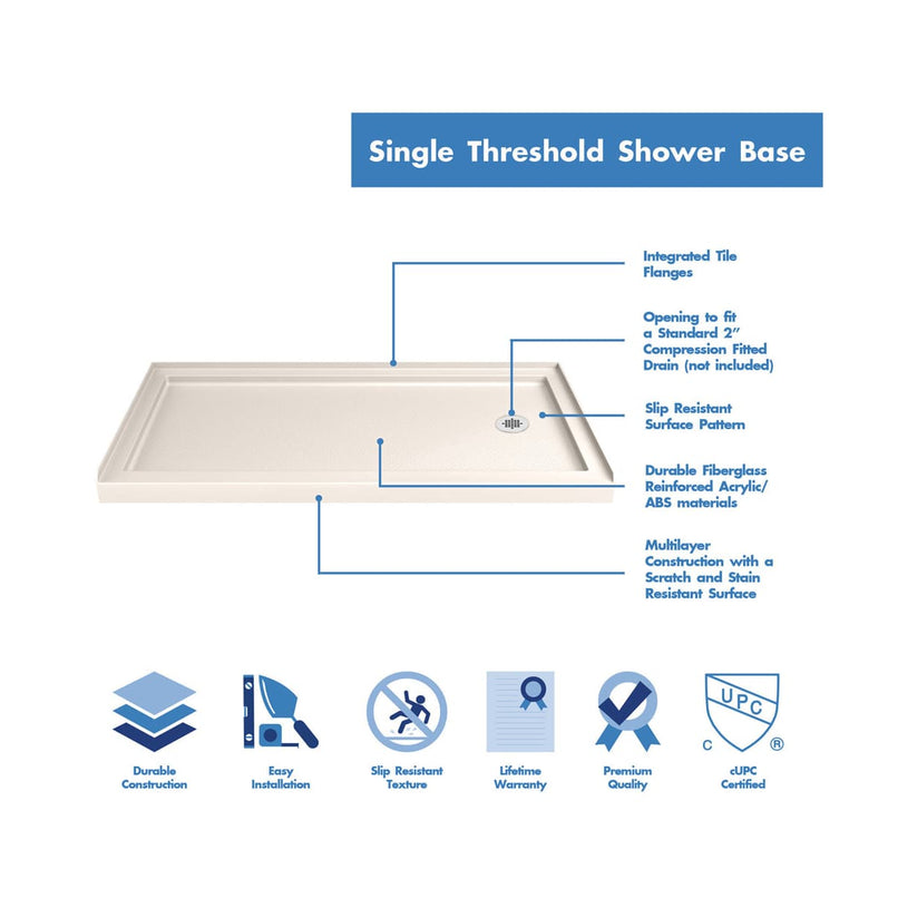 Infinity-Z 74-3/4" High x 60" Wide x 32" Deep Alcove Shower Module with Clear Sliding Shower Door, and Right Drain Base - image 10