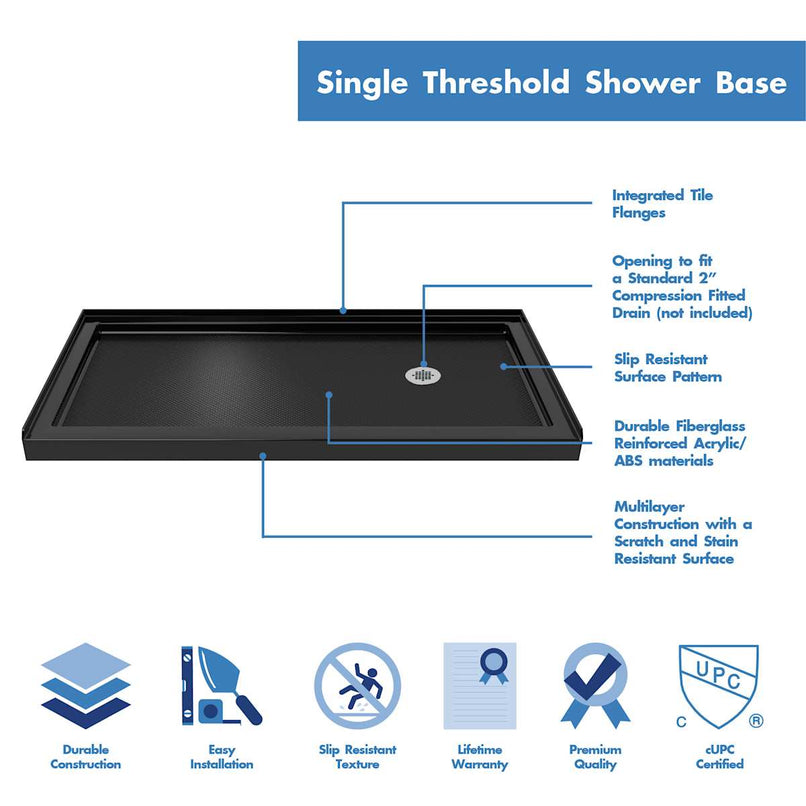 Infinity-Z 74-3/4" High x 60" Wide x 34" Deep Alcove Shower Module with Clear Sliding Shower Door, and Right Drain Base - image 10