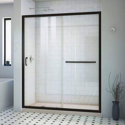 Infinity-Z 74-3/4" High x 60" Wide x 36" Deep Alcove Shower Module with Clear Sliding Shower Door, and Left Drain Base - image 1