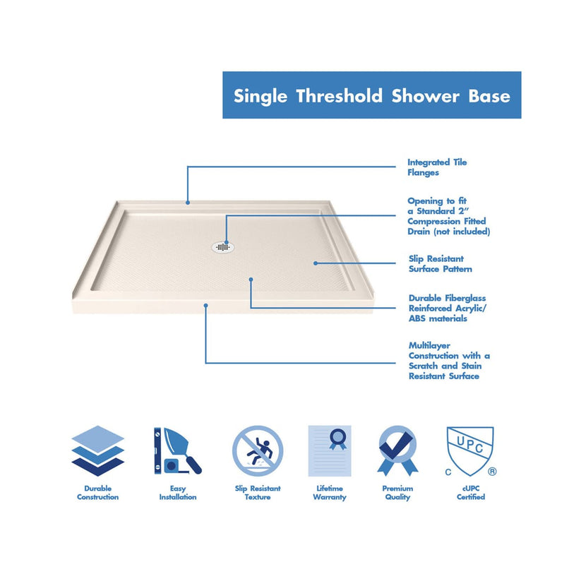 Infinity-Z 74-3/4" High x 48" Wide x 36" Deep Alcove Shower Module with Clear Sliding Shower Door, and Center Drain Base - image 10