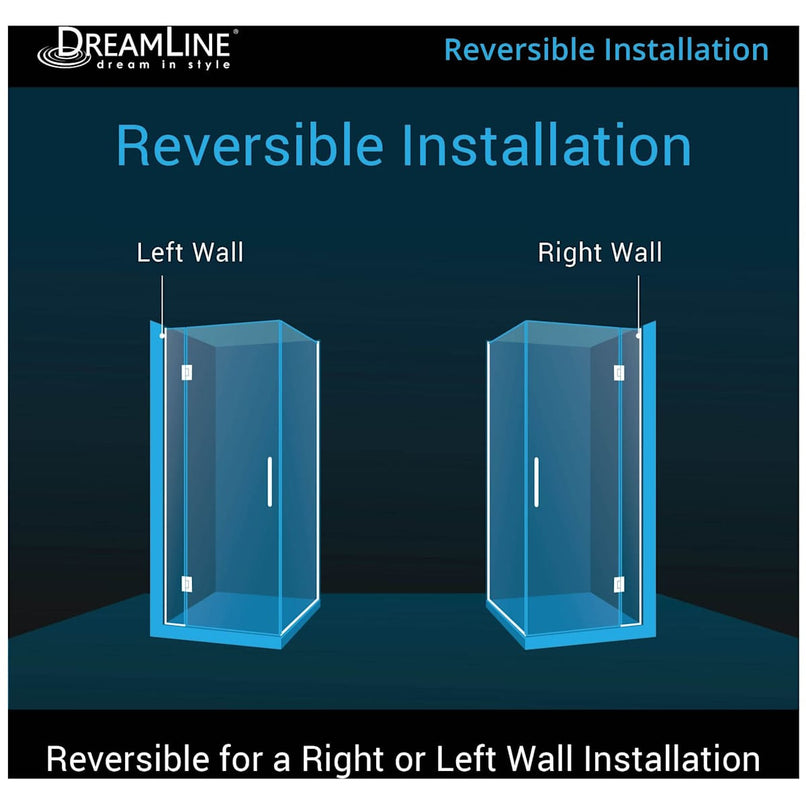 Unidoor-X 72" High x 29-3/8" Wide x 30" Deep Hinged Frameless Shower Enclosure with Clear Glass - image 3