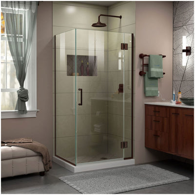 Unidoor-X 72" High x 29-3/8" Wide x 34" Deep Hinged Frameless Shower Enclosure with Clear Glass - image 1