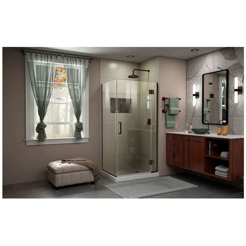 Unidoor-X 72" High x 29-3/8" Wide x 34" Deep Hinged Frameless Shower Enclosure with Clear Glass - image 12