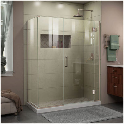 Unidoor-X 72" High x 60" Wide x 34-3/8" Deep Hinged Frameless Shower Enclosure with Clear Glass - image 1