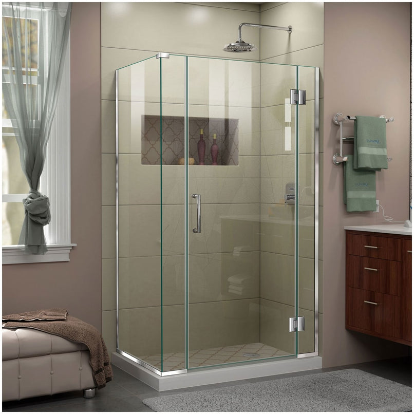 Unidoor-X 72" High x 40" Wide x 30-3/8" Deep Hinged Frameless Shower Enclosure with Clear Glass - image 1
