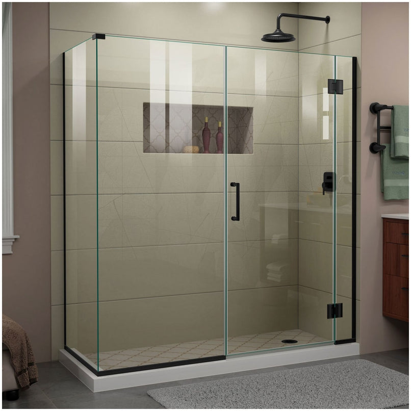 Unidoor-X 72" High x 64" Wide x 34-3/8" Deep Hinged Frameless Shower Enclosure with Clear Glass - image 1