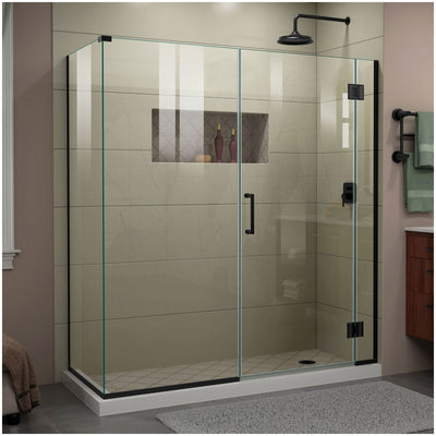 Unidoor-X 72" High x 64" Wide x 34-3/8" Deep Hinged Frameless Shower Enclosure with Clear Glass - image 1