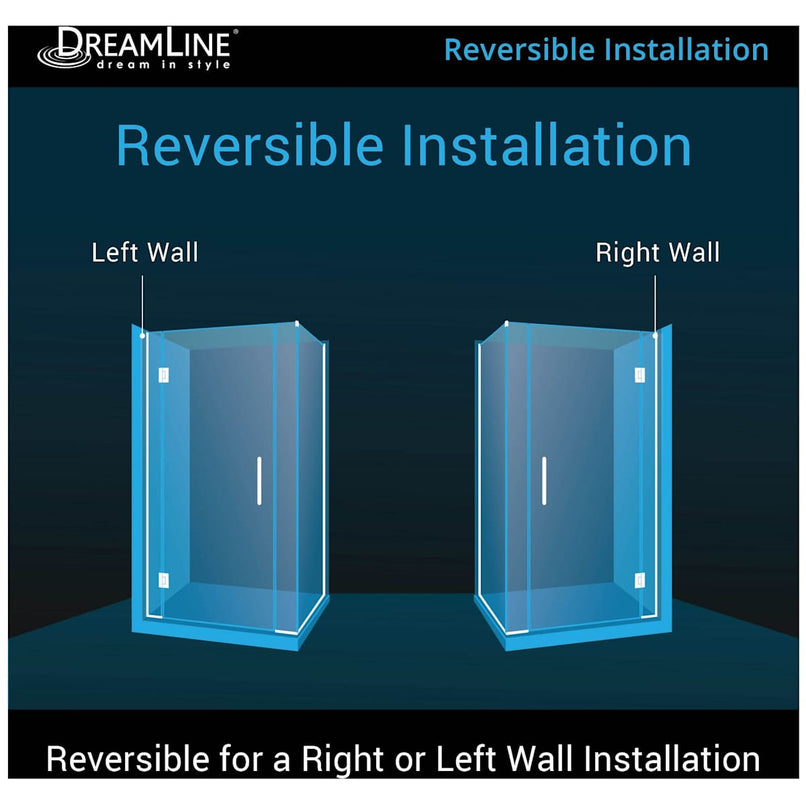 Unidoor-X 72" High x 57" Wide x 34-3/8" Deep, Hinged Frameless Shower Enclosure with Clear Glass - image 3