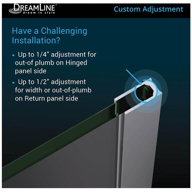 Unidoor-X 72" High x 58-1/2" Wide x 30-3/8" Deep Hinged Frameless Shower Enclosure with Clear Glass - image 2