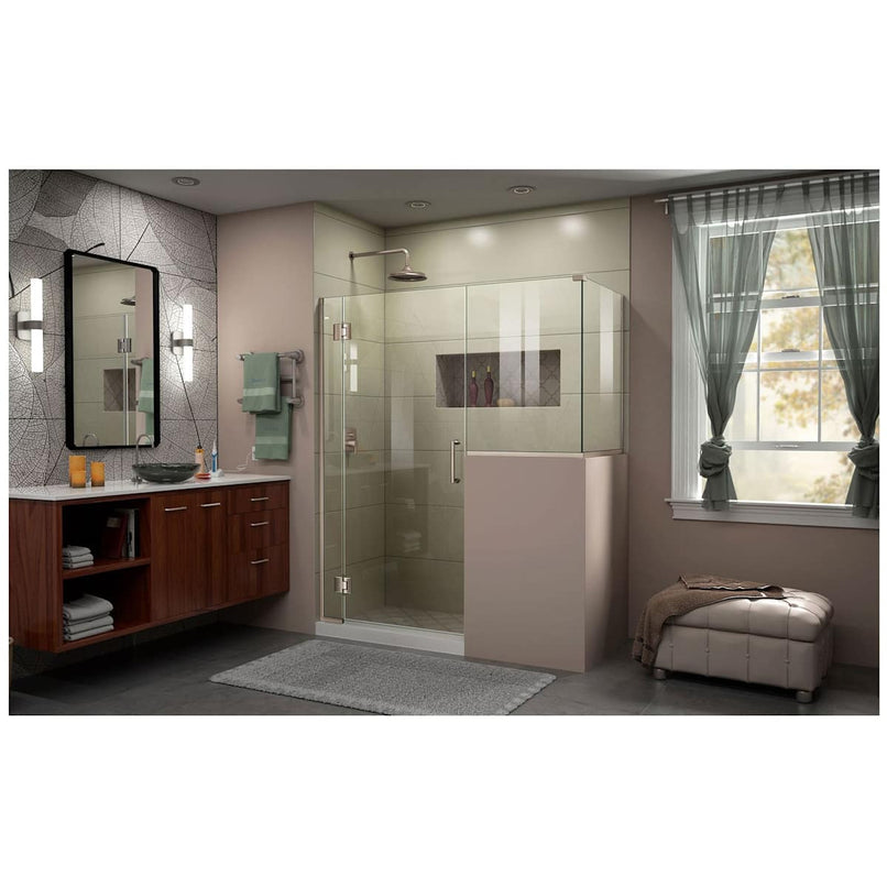 Unidoor-X 72" High x 60" Wide x 36-3/8" Deep Hinged Frameless Shower Enclosure with Clear Glass and 36" x 36" Buttress Panel - image 4