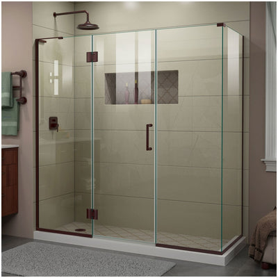 Unidoor-X 72" High x 69-1/2" Wide x 30-3/8" Deep Hinged Frameless Shower Enclosure with Clear Glass and Left Hinge - image 1