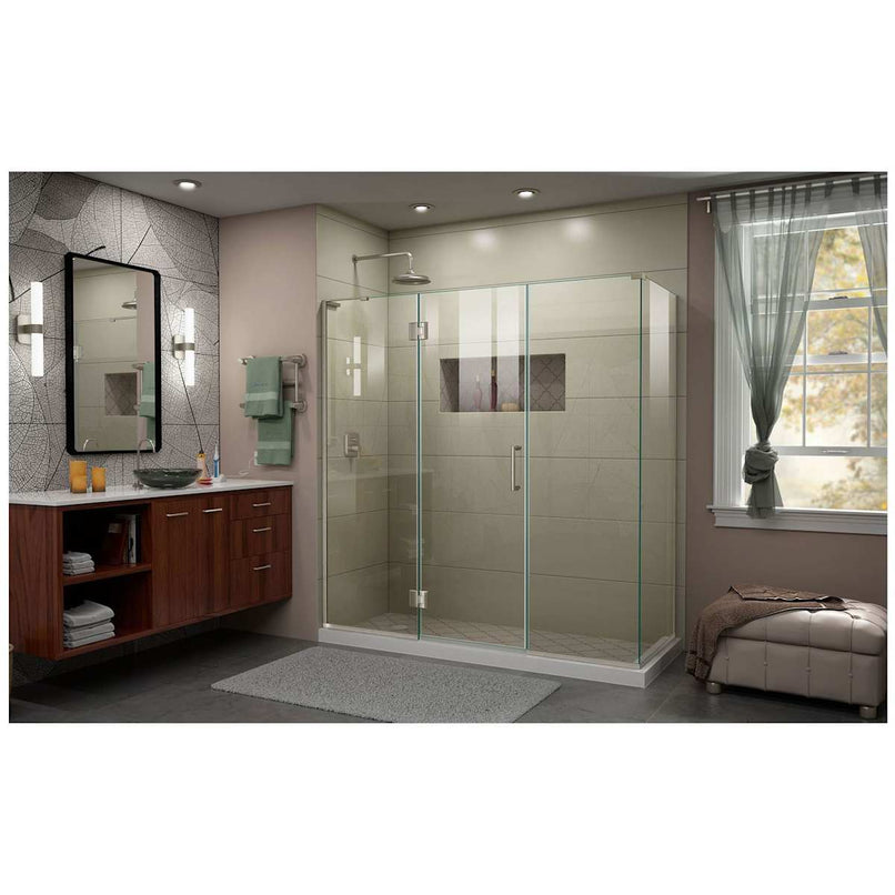 Unidoor-X 72" High x 69-1/2" Wide x 30-3/8" Deep Hinged Frameless Shower Enclosure with Clear Glass and Left Hinge - image 16