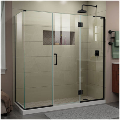 Unidoor-X 72" High x 69-1/2" Wide x 30-3/8" Deep Hinged Frameless Shower Enclosure with Clear Glass and Right Hinge - image 1