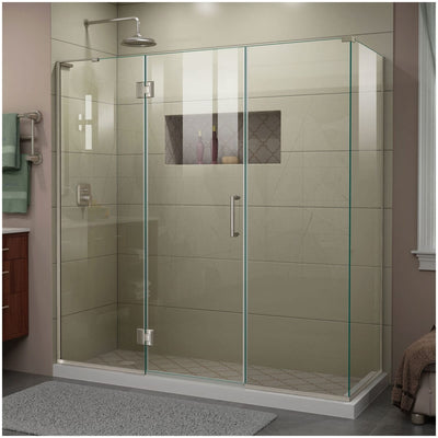 Unidoor-X 72" High x 69-1/2" Wide x 34-3/8" Deep Hinged Frameless Shower Enclosure with Clear Glass and Left Hinge - image 1