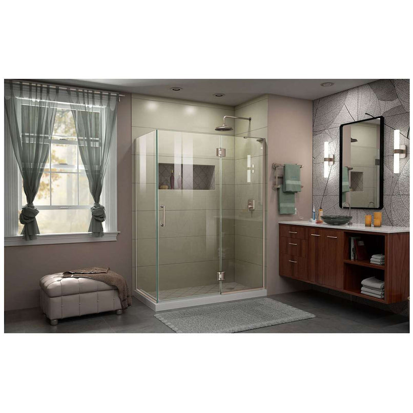Unidoor-X 72" High x 47-3/8" Wide x 30" Deep Hinged Frameless Shower Enclosure with Clear Glass - image 5