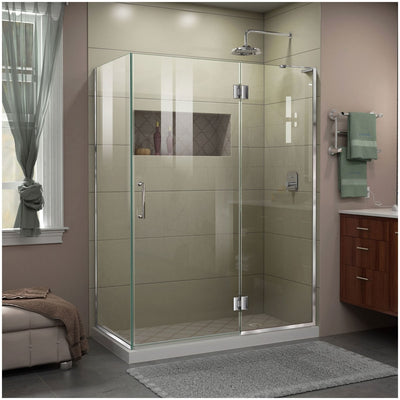 Unidoor-X 72" High x 47-3/8" Wide x 34" Deep Hinged Frameless Shower Enclosure with Clear Glass - image 1