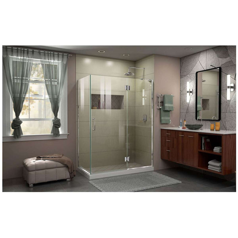 Unidoor-X 72" High x 47-3/8" Wide x 34" Deep Hinged Frameless Shower Enclosure with Clear Glass - image 10