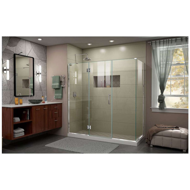 Unidoor-X 72" High x 70-1/2" Wide x 30-3/8" Deep Hinged Frameless Shower Enclosure with Clear Glass and Left Hinge - image 10