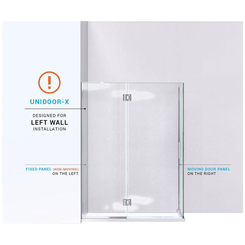 Unidoor-X 72" High x 48-3/8" Wide x 30" Deep Left Hinged Frameless Shower Enclosure with Clear Glass - image 6
