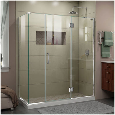 Unidoor-X 72" High x 63-1/2" Wide x 30-3/8" Deep Hinged Frameless Shower Enclosure with Clear Glass and Right Hinge - image 1