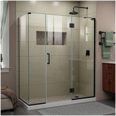 Unidoor-X 72" High x 64-1/2" Wide x 34-3/8" Deep Hinged Frameless Shower Enclosure with Clear Glass and Right Hinge - image 1