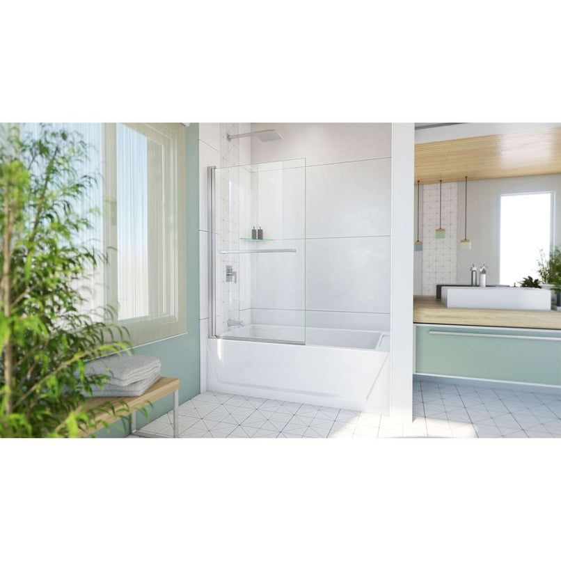 Aqua-Q Swing 58" High x 34" Wide Pivot Frameless Tub Door with Clear Glass - image 6