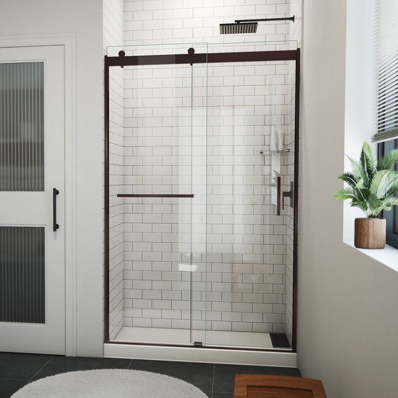 Sapphire-V 76" High x 48" Wide Bypass Semi Frameless Shower Door with Clear Glass - image 1
