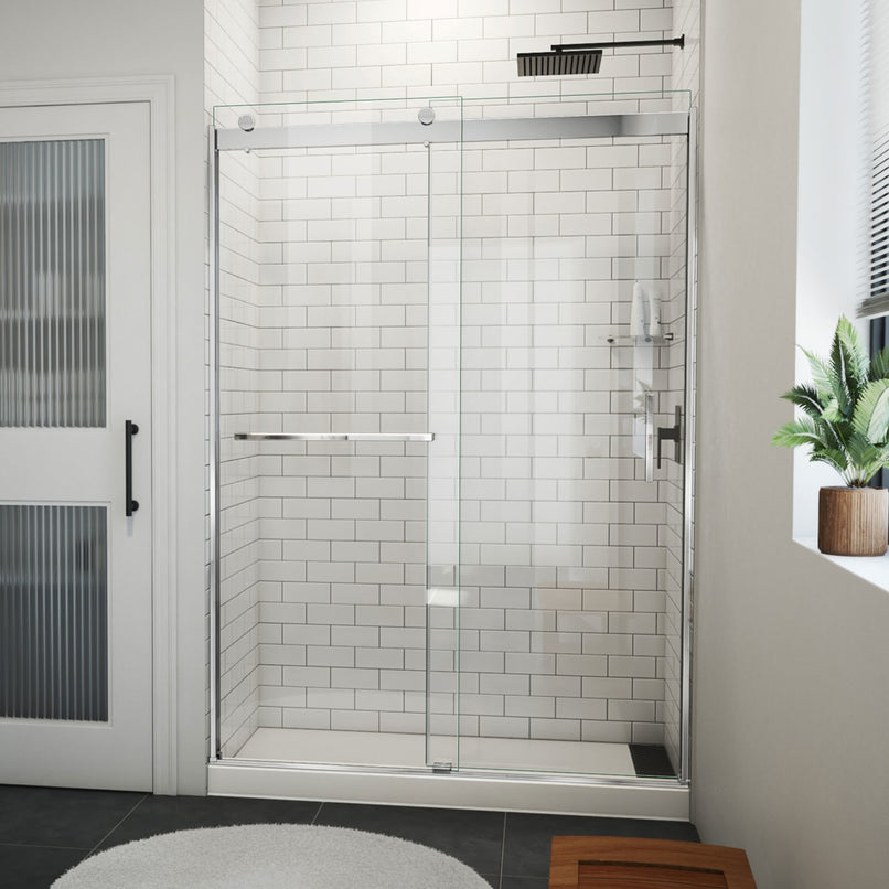 Sapphire-V 76" High x 54" Wide Bypass Semi Frameless Shower Door with Clear Glass - image 1