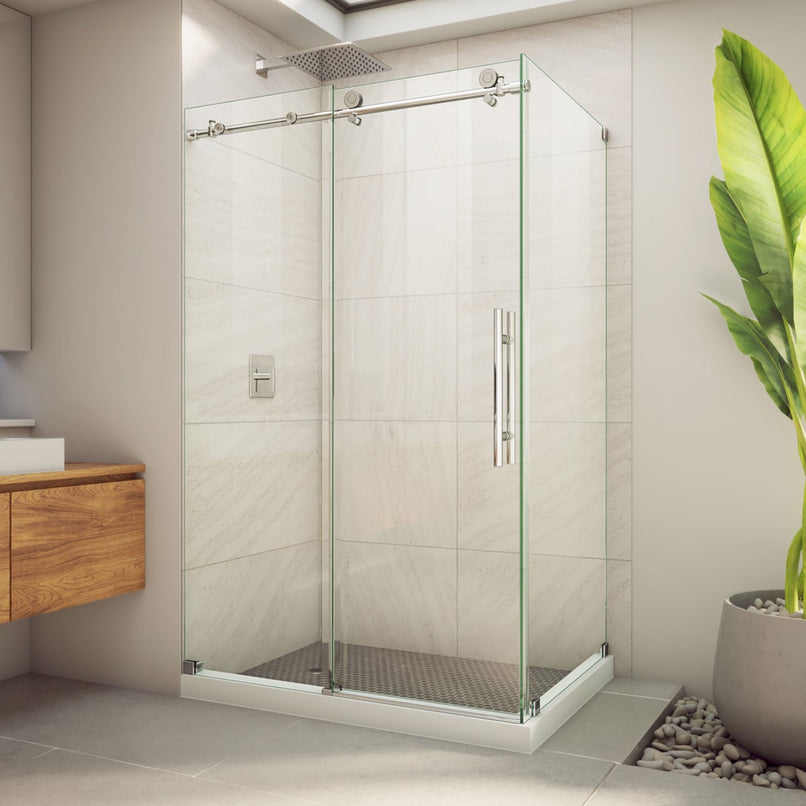 Enigma-X 76" High x 44-3/8" Wide x 32-1/2" Deep Sliding Frameless Shower Enclosure with Clear Glass - image 1